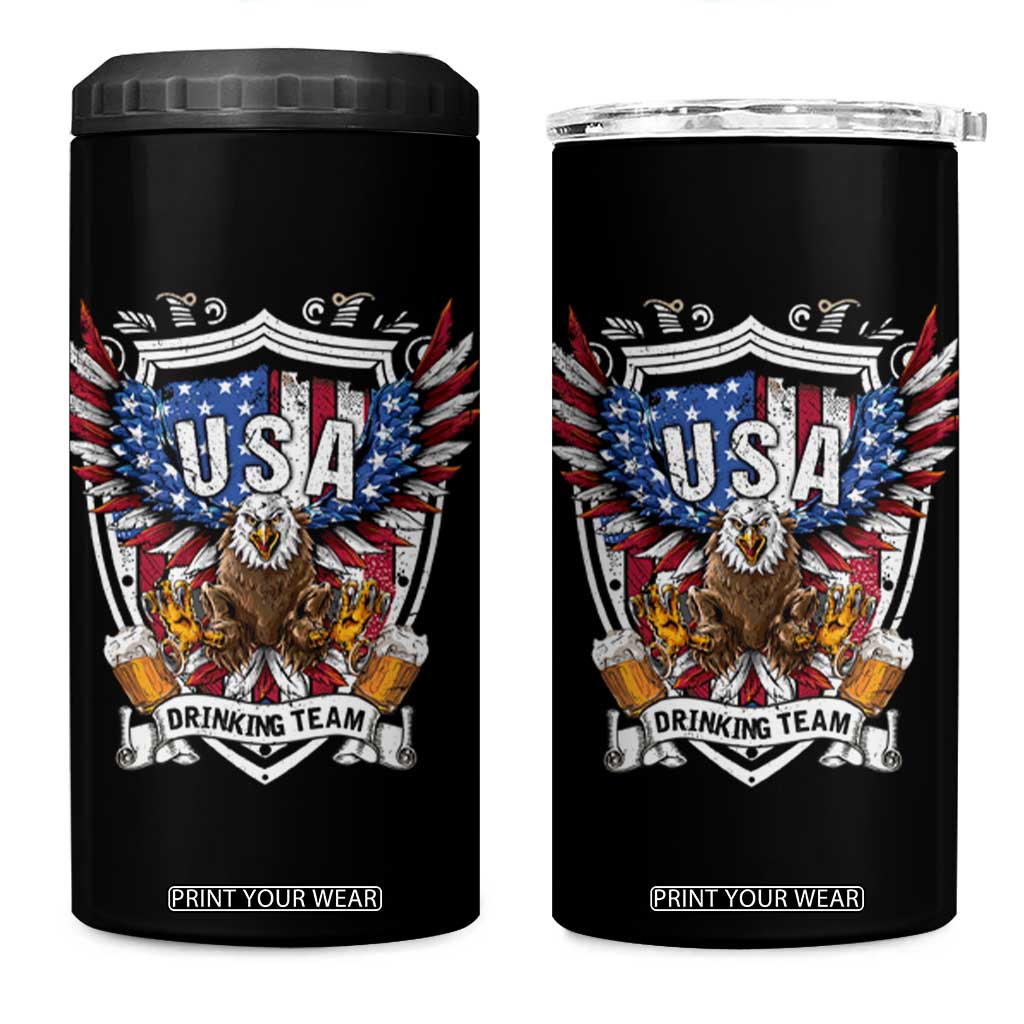 USA Drinking Team 4 in 1 Can Cooler Tumbler TS09 One Size: 16 oz Black Print Your Wear
