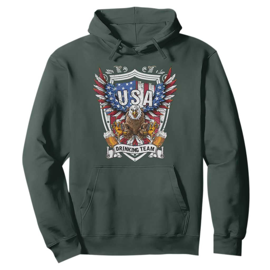 USA Drinking Team Hoodie TS09 Dark Forest Green Print Your Wear