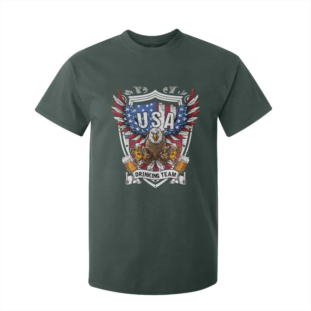 USA Drinking Team T Shirt For Kid TS09 Dark Forest Green Print Your Wear