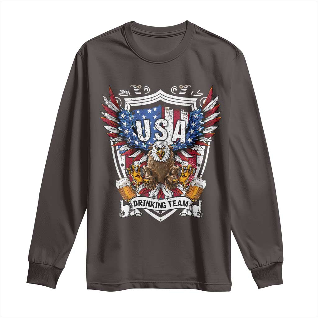 USA Drinking Team Long Sleeve Shirt TS09 Dark Chocolate Print Your Wear