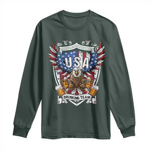 USA Drinking Team Long Sleeve Shirt TS09 Dark Forest Green Print Your Wear