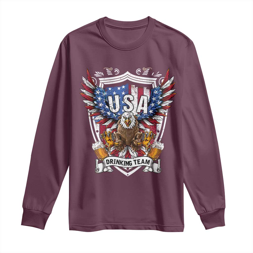 USA Drinking Team Long Sleeve Shirt TS09 Maroon Print Your Wear