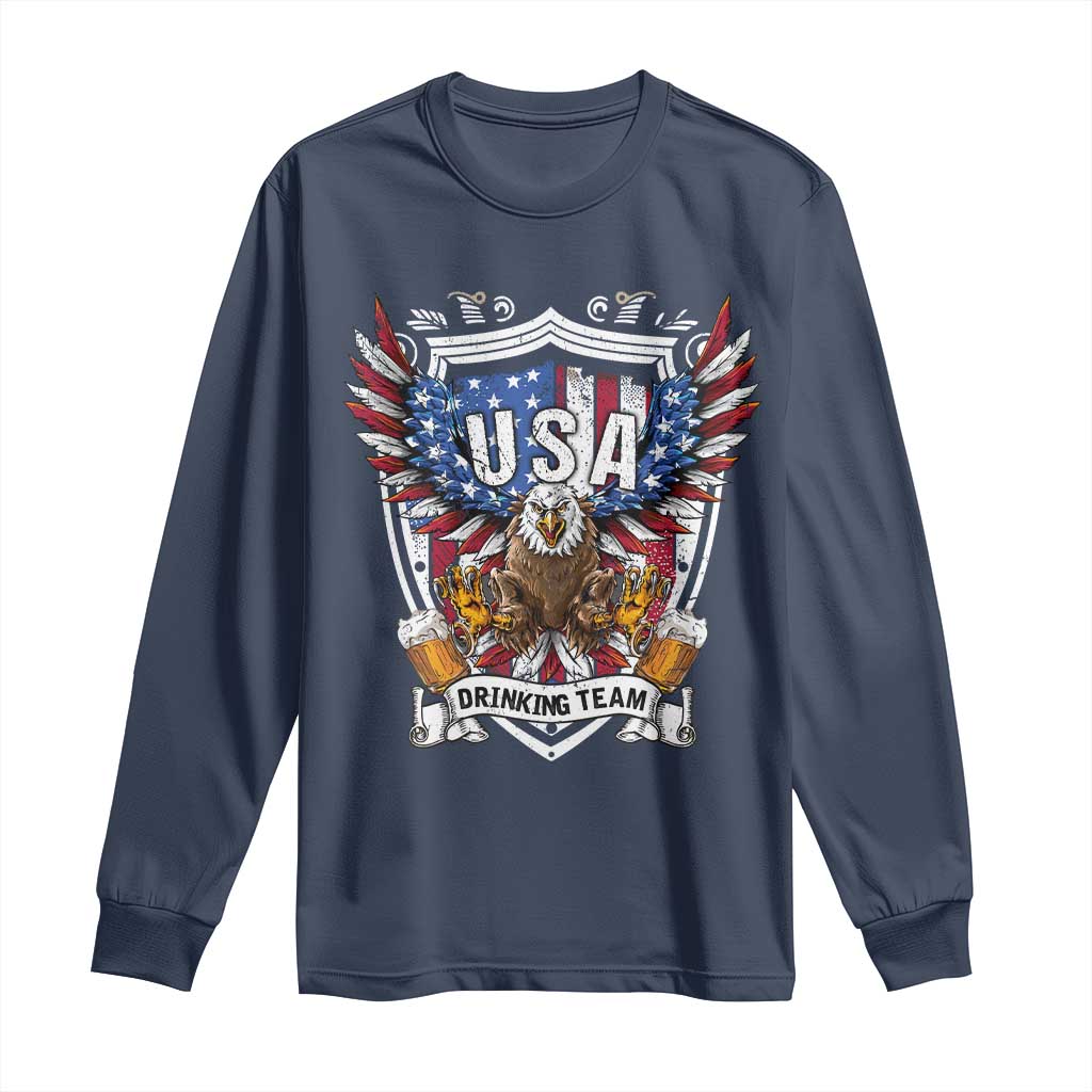 USA Drinking Team Long Sleeve Shirt TS09 Navy Print Your Wear