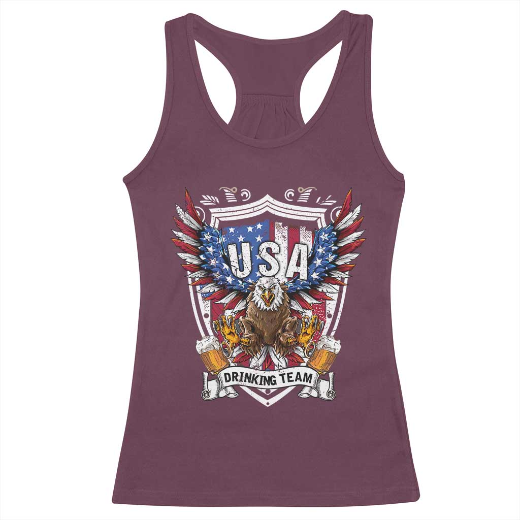 USA Drinking Team Racerback Tank Top TS09 Maroon Print Your Wear