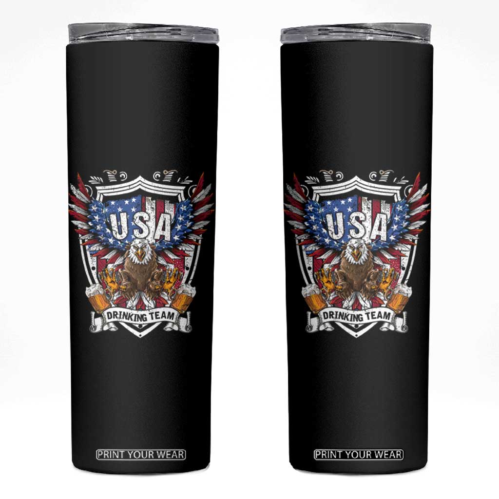 USA Drinking Team Skinny Tumbler TS09 Black Print Your Wear