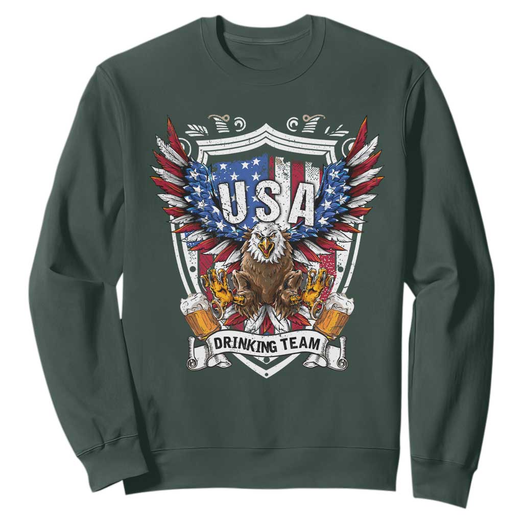 USA Drinking Team Sweatshirt TS09 Dark Forest Green Print Your Wear