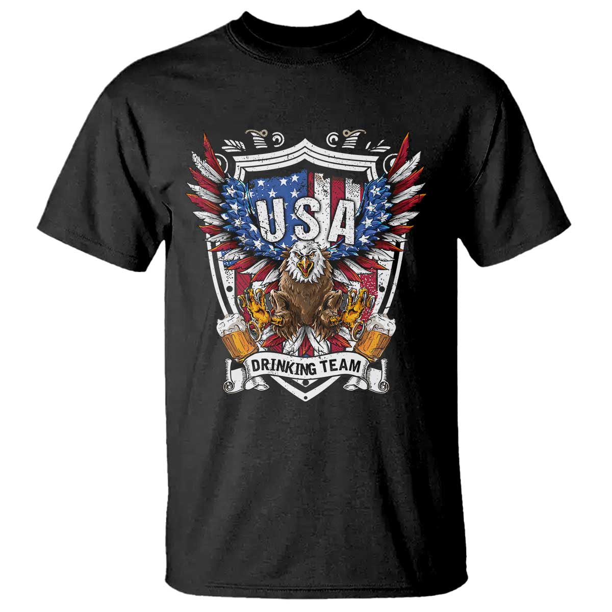 USA Drinking Team T Shirt TS09 Black Print Your Wear