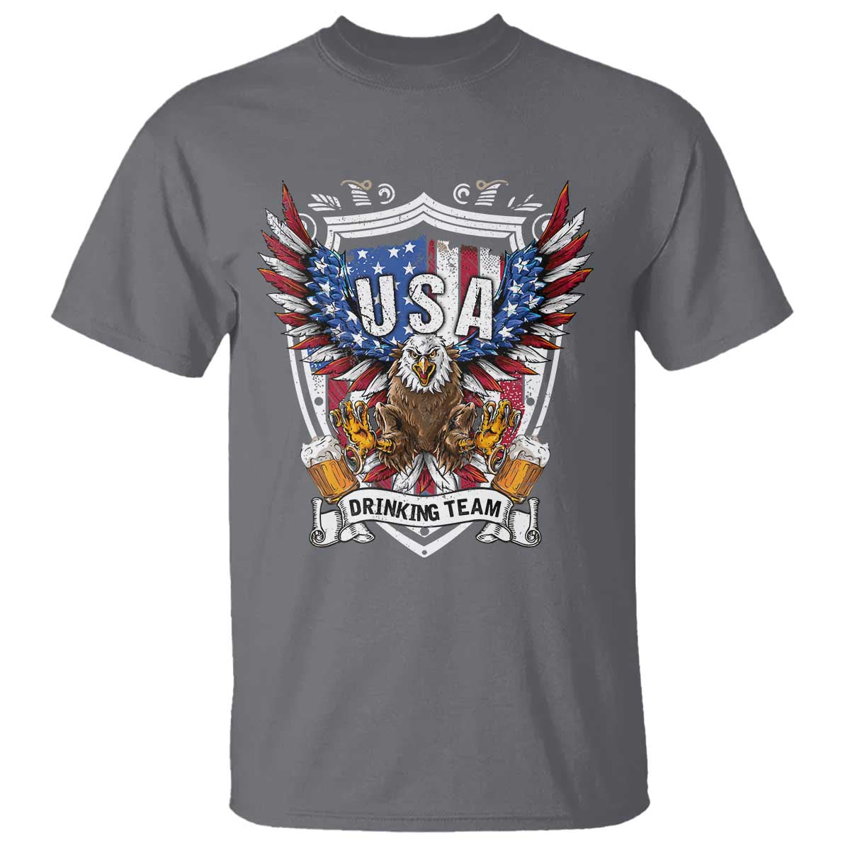 USA Drinking Team T Shirt TS09 Charcoal Print Your Wear