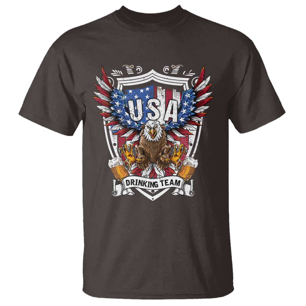 USA Drinking Team T Shirt TS09 Dark Chocolate Print Your Wear