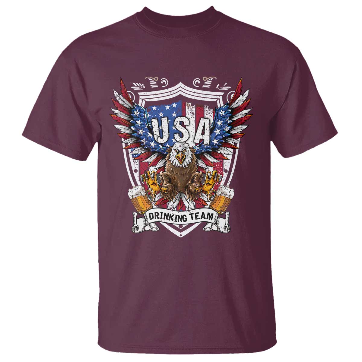 USA Drinking Team T Shirt TS09 Maroon Print Your Wear