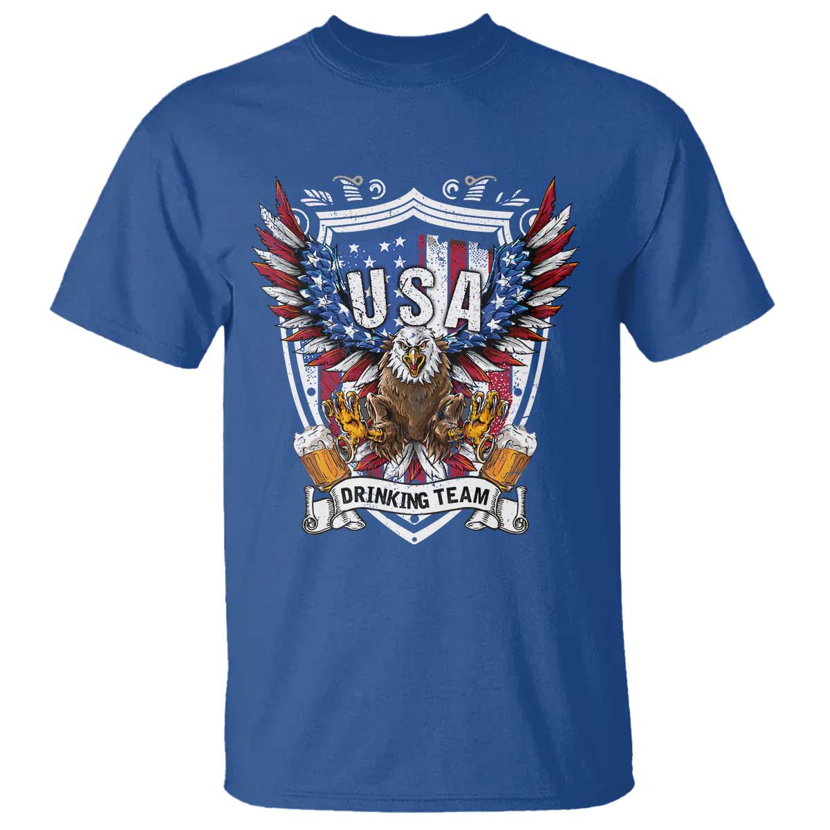 USA Drinking Team T Shirt TS09 Royal Blue Print Your Wear