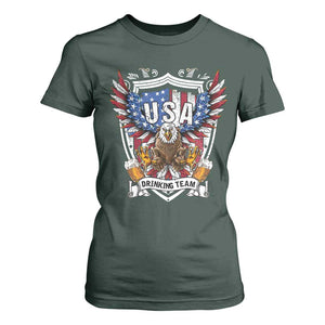 USA Drinking Team T Shirt For Women TS09 Dark Forest Green Print Your Wear