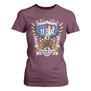 USA Drinking Team T Shirt For Women TS09 Maroon Print Your Wear