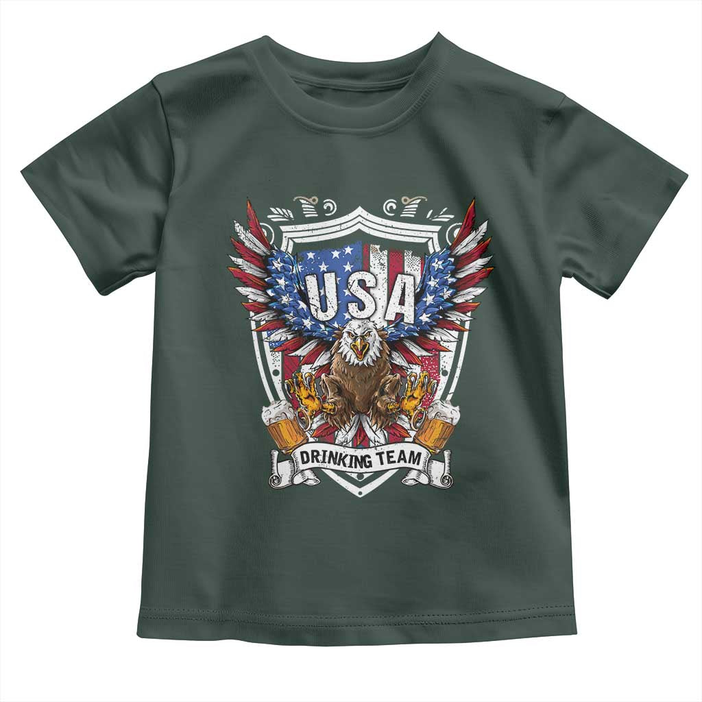 USA Drinking Team Toddler T Shirt TS09 Dark Forest Green Print Your Wear