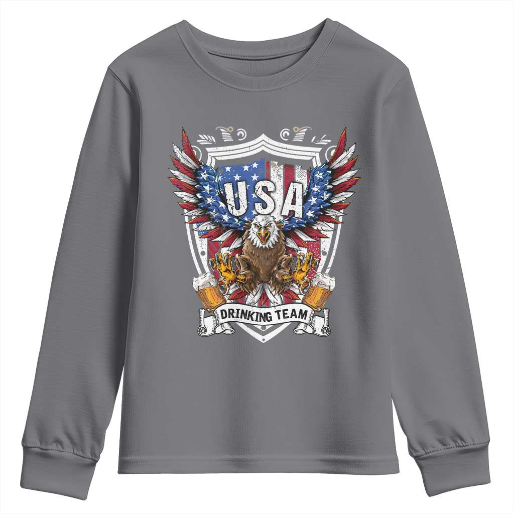 USA Drinking Team Youth Sweatshirt TS09 Charcoal Print Your Wear