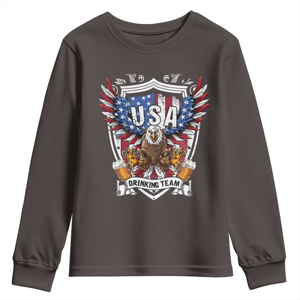 USA Drinking Team Youth Sweatshirt TS09 Dark Chocolate Print Your Wear