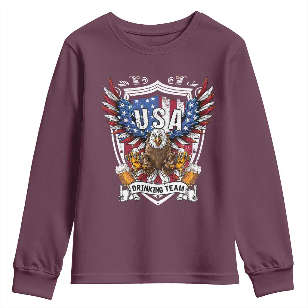 USA Drinking Team Youth Sweatshirt TS09 Maroon Print Your Wear