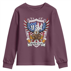 USA Drinking Team Youth Sweatshirt TS09 Maroon Print Your Wear