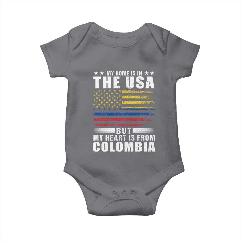 Colombian American Baby Onesie My Home Is In The USA But My Heart Is From Colombia TS09 Charcoal Print Your Wear