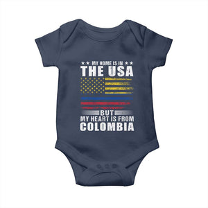 Colombian American Baby Onesie My Home Is In The USA But My Heart Is From Colombia TS09 Navy Print Your Wear