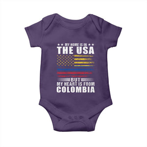Colombian American Baby Onesie My Home Is In The USA But My Heart Is From Colombia TS09 Purple Print Your Wear