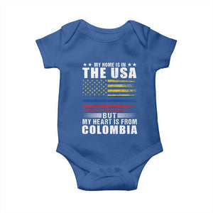 Colombian American Baby Onesie My Home Is In The USA But My Heart Is From Colombia TS09 Royal Blue Print Your Wear