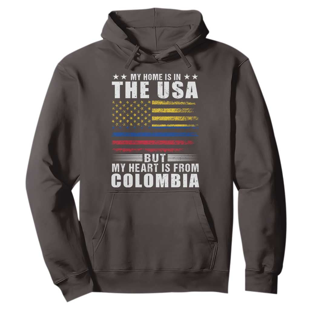 Colombian American Hoodie My Home Is In The USA But My Heart Is From Colombia TS09 Dark Chocolate Print Your Wear