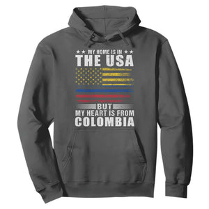 Colombian American Hoodie My Home Is In The USA But My Heart Is From Colombia TS09 Dark Heather Print Your Wear