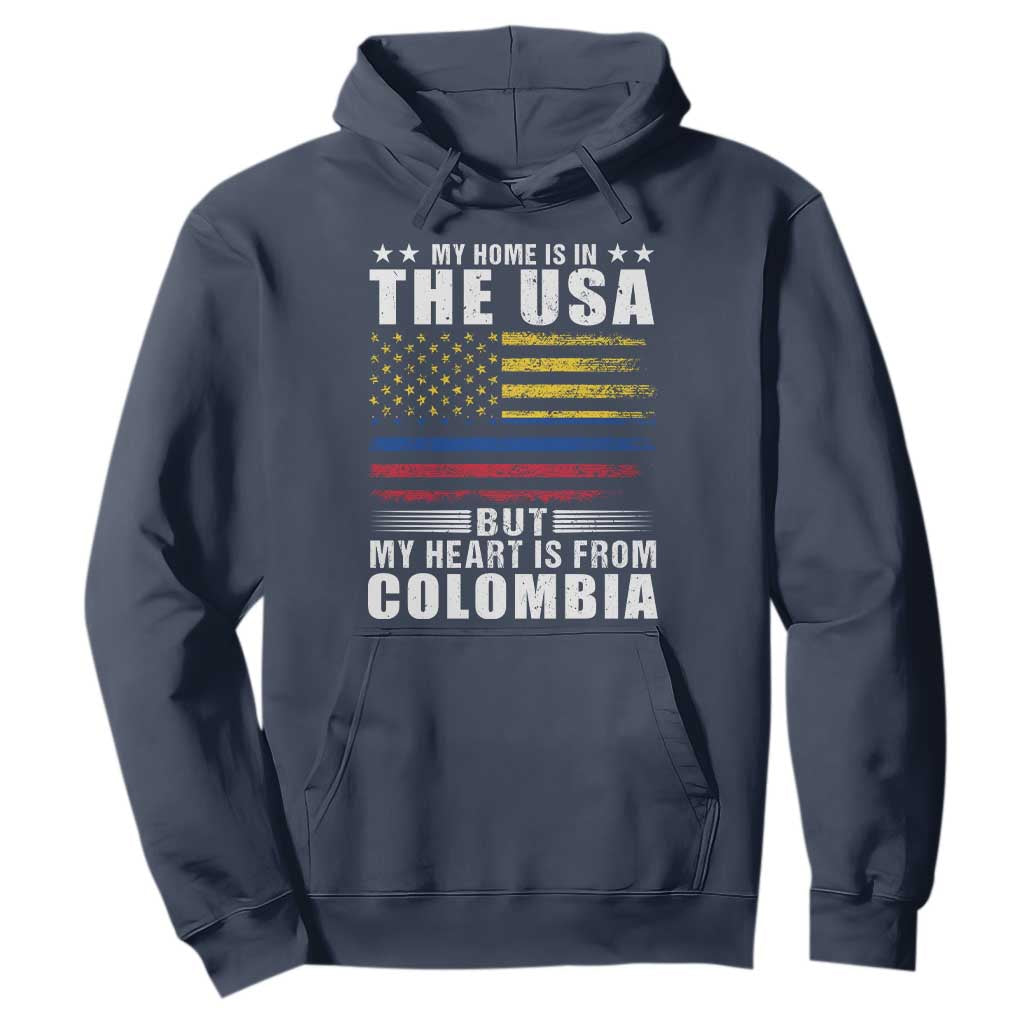Colombian American Hoodie My Home Is In The USA But My Heart Is From Colombia TS09 Navy Print Your Wear