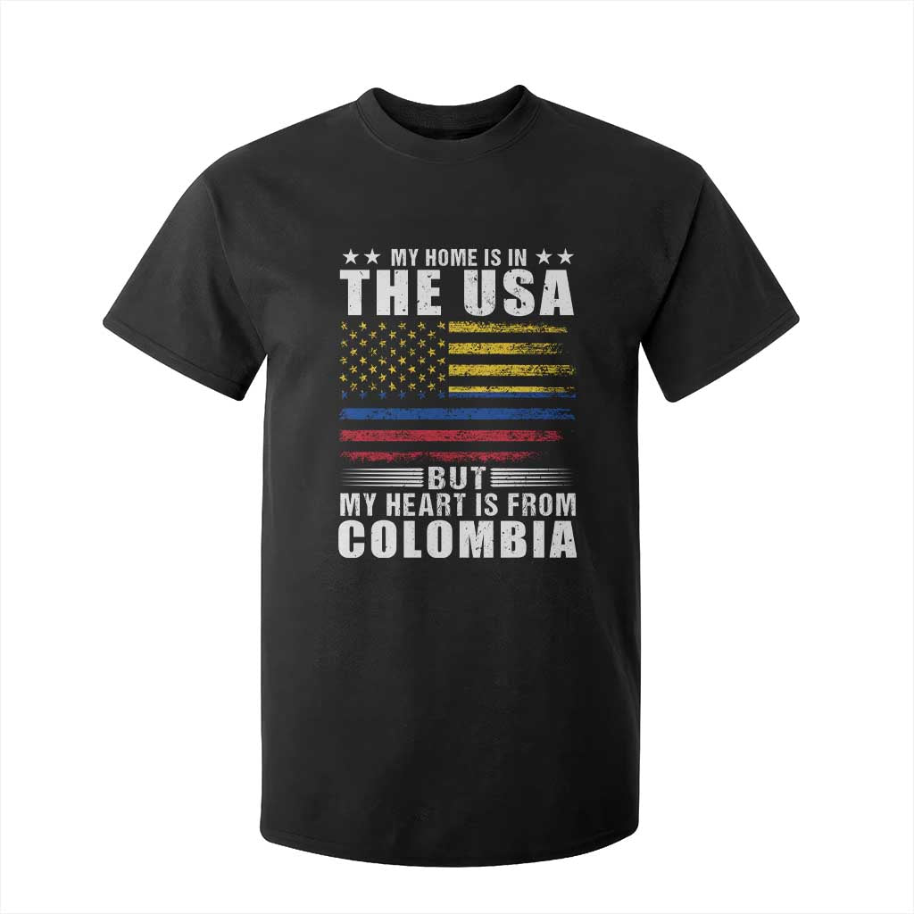 Colombian American T Shirt For Kid My Home Is In The USA But My Heart Is From Colombia TS09 Black Print Your Wear