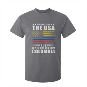 Colombian American T Shirt For Kid My Home Is In The USA But My Heart Is From Colombia TS09 Charcoal Print Your Wear