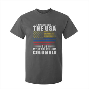 Colombian American T Shirt For Kid My Home Is In The USA But My Heart Is From Colombia TS09 Dark Heather Print Your Wear