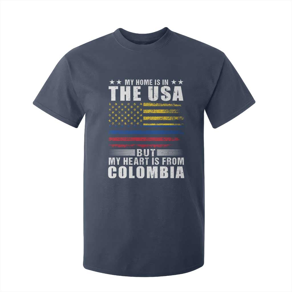 Colombian American T Shirt For Kid My Home Is In The USA But My Heart Is From Colombia TS09 Navy Print Your Wear