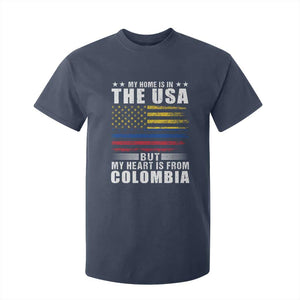 Colombian American T Shirt For Kid My Home Is In The USA But My Heart Is From Colombia TS09 Navy Print Your Wear