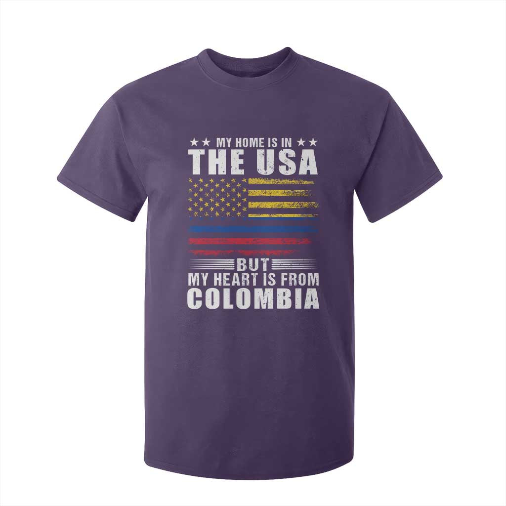 Colombian American T Shirt For Kid My Home Is In The USA But My Heart Is From Colombia TS09 Purple Print Your Wear