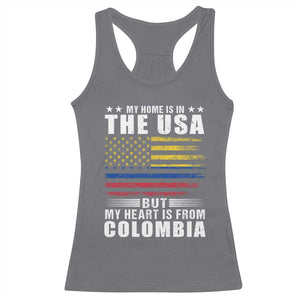 Colombian American Racerback Tank Top My Home Is In The USA But My Heart Is From Colombia TS09 Charcoal Print Your Wear