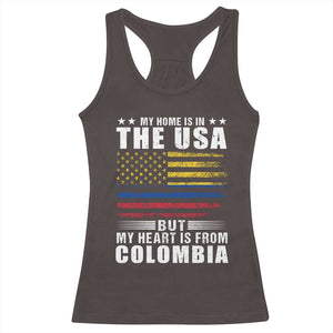 Colombian American Racerback Tank Top My Home Is In The USA But My Heart Is From Colombia TS09 Dark Chocolate Print Your Wear