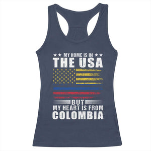 Colombian American Racerback Tank Top My Home Is In The USA But My Heart Is From Colombia TS09 Navy Print Your Wear