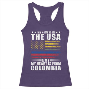 Colombian American Racerback Tank Top My Home Is In The USA But My Heart Is From Colombia TS09 Purple Print Your Wear