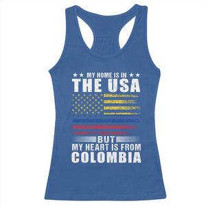 Colombian American Racerback Tank Top My Home Is In The USA But My Heart Is From Colombia TS09 Royal Blue Print Your Wear