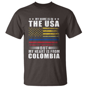 Colombian American T Shirt My Home Is In The USA But My Heart Is From Colombia TS09 Dark Chocolate Print Your Wear