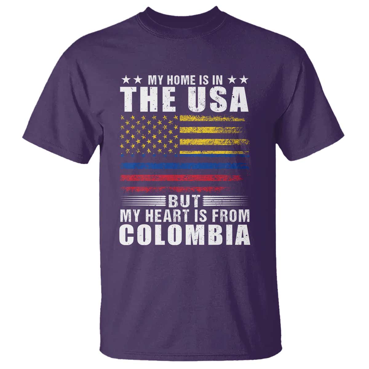 Colombian American T Shirt My Home Is In The USA But My Heart Is From Colombia TS09 Purple Print Your Wear