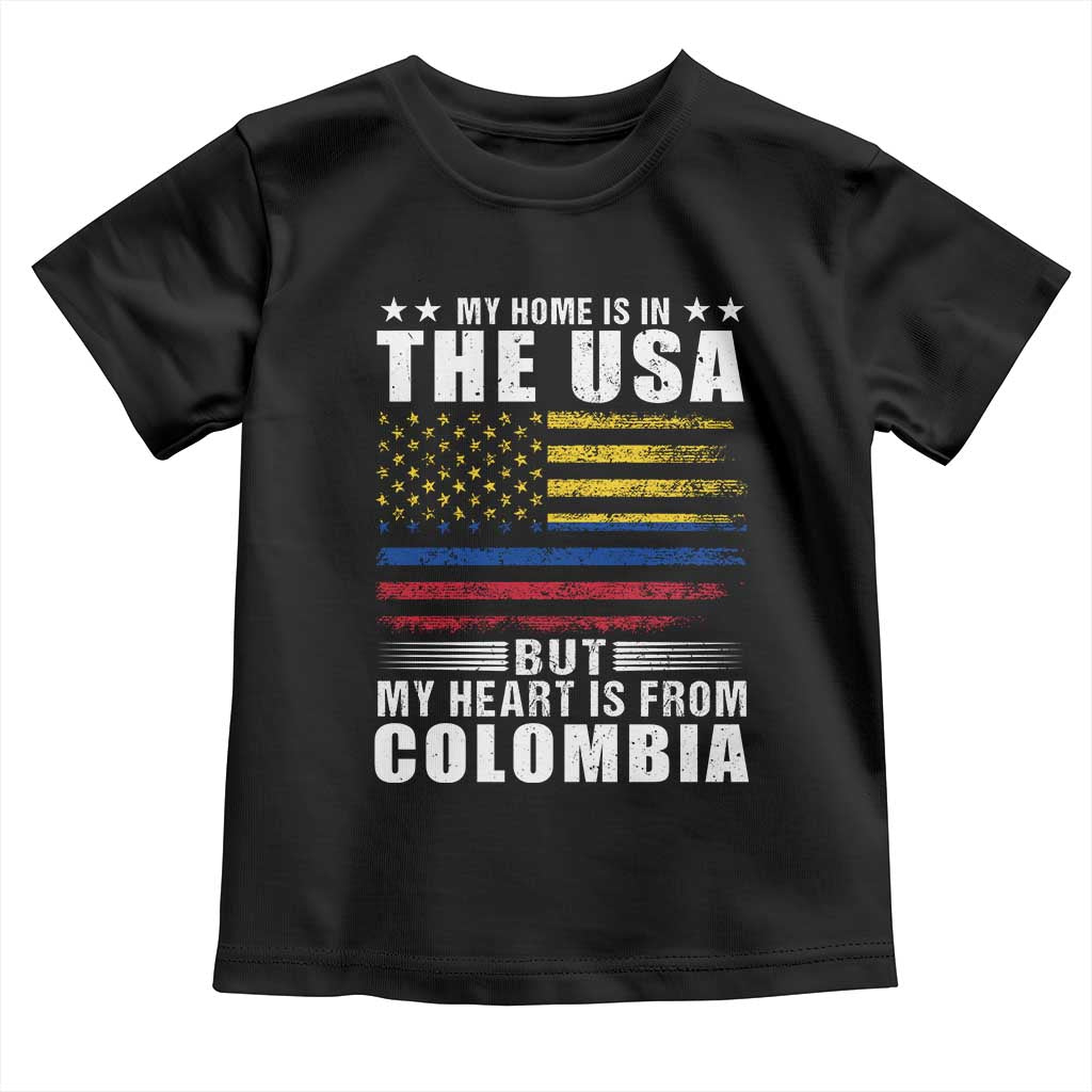 Colombian American Toddler T Shirt My Home Is In The USA But My Heart Is From Colombia TS09 Black Print Your Wear