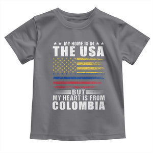Colombian American Toddler T Shirt My Home Is In The USA But My Heart Is From Colombia TS09 Charcoal Print Your Wear