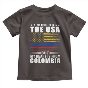 Colombian American Toddler T Shirt My Home Is In The USA But My Heart Is From Colombia TS09 Dark Chocolate Print Your Wear