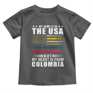 Colombian American Toddler T Shirt My Home Is In The USA But My Heart Is From Colombia TS09 Dark Heather Print Your Wear