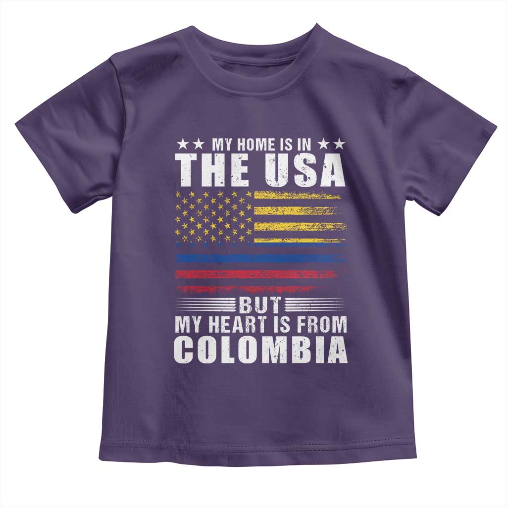 Colombian American Toddler T Shirt My Home Is In The USA But My Heart Is From Colombia TS09 Purple Print Your Wear