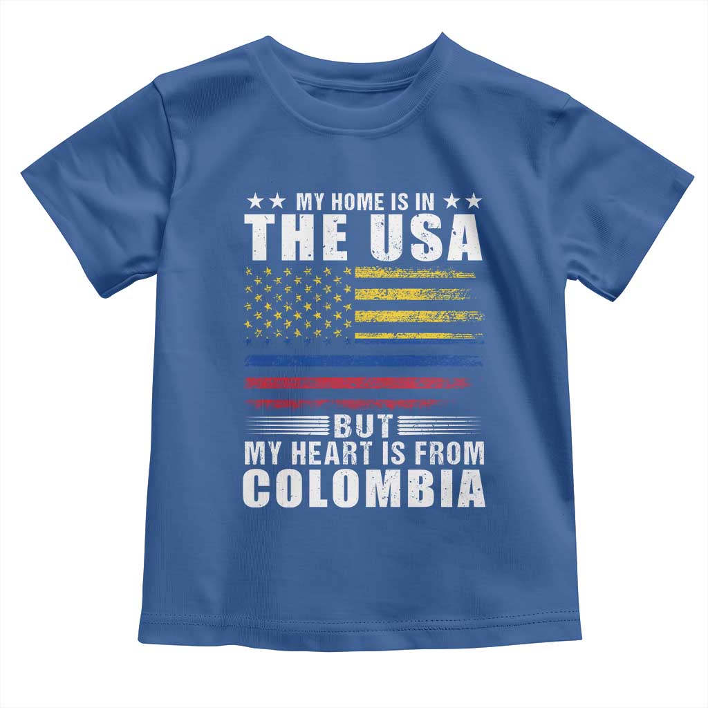 Colombian American Toddler T Shirt My Home Is In The USA But My Heart Is From Colombia TS09 Royal Blue Print Your Wear