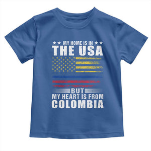 Colombian American Toddler T Shirt My Home Is In The USA But My Heart Is From Colombia TS09 Royal Blue Print Your Wear