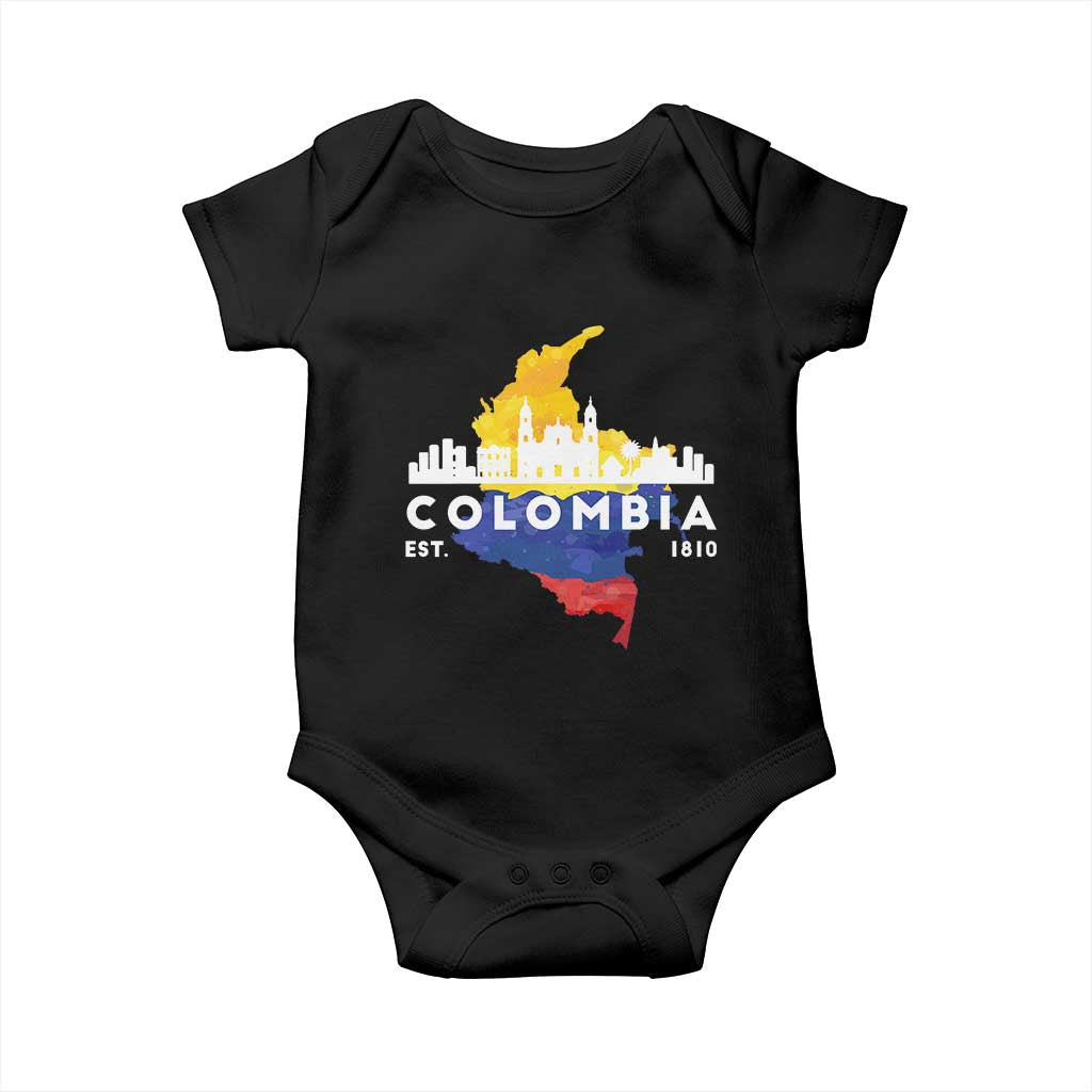 Colombian Pride Baby Onesie Colombia Est. 1810 TS09 Black Print Your Wear